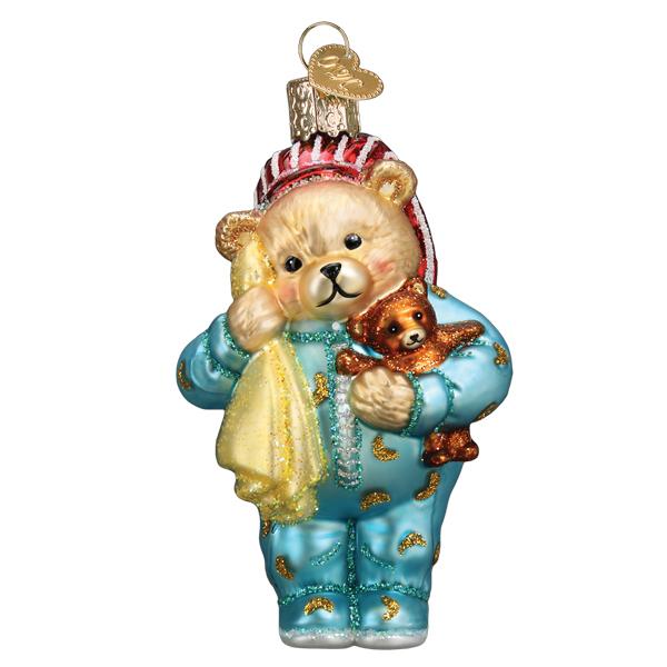 Glass Christmas Time Teddy Bear Ornament for the Christmas  tree
