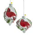 Cardinal Glass Bulb Christmas Tree Ornament, 2 assorted A. Teardrop shape B. Onion Shape