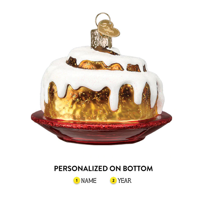 Personalized Cinnamon bun Christmas Ornament in blown glass