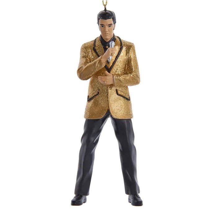 Elvis Presley in Gold Jacket Christmas Ornament