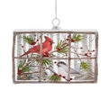 Glass Window Pane Ornament With Chickadee and Cardinal