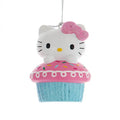 Hello Kitty On top of a blue cupcake with pink frosting ornament