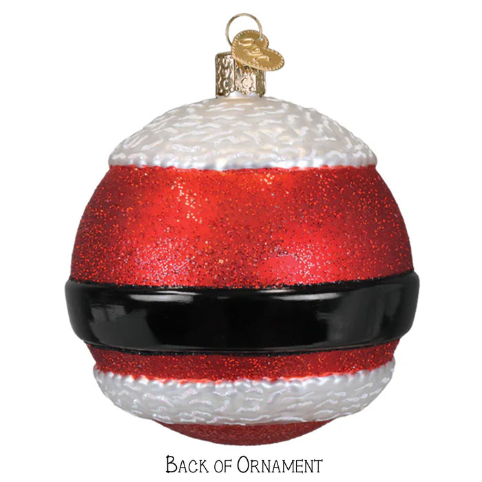Decorative Round Bulb Christmas ornament with Santa Claus attire on a white background