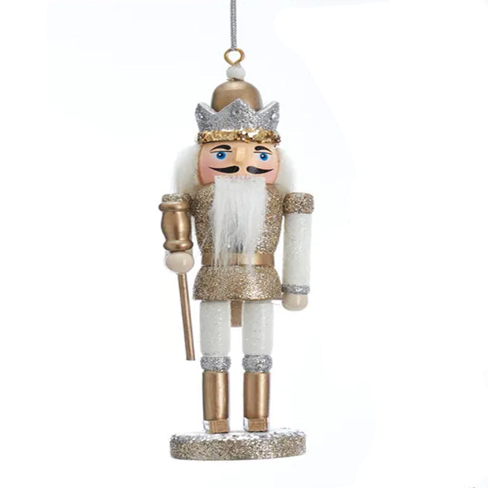 Wooden Nutcracker Ornament - Silver & Gold