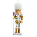 Wooden Nutcracker Ornament Gold and White
