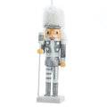 Wooden Nutcracker Ornament Silver and White