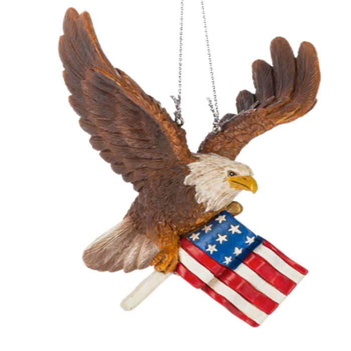 Patriotic Eagle With American Flag Ornament