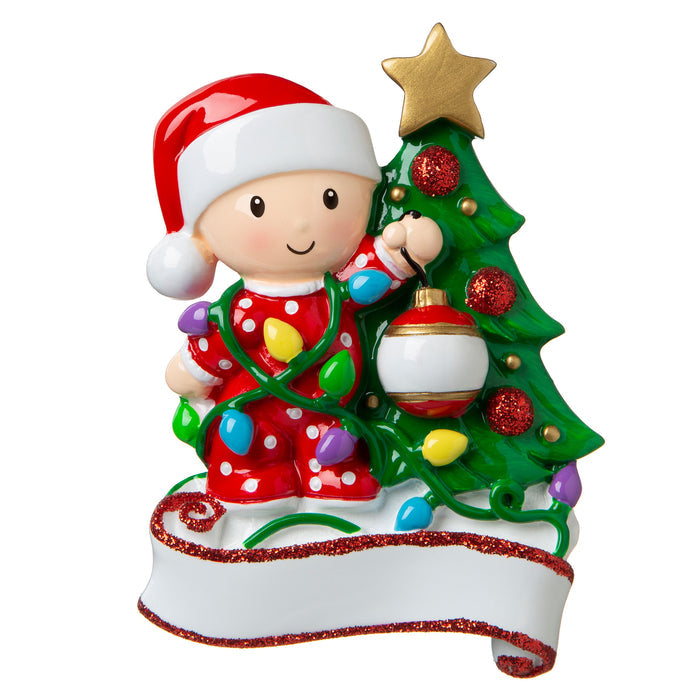 Baby's First Christmas Decorating the Tree Ornament