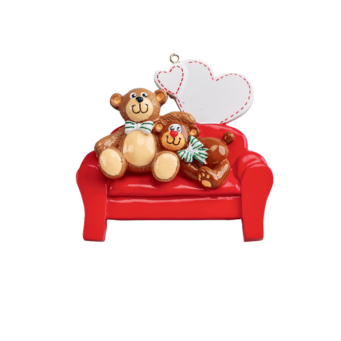 Personalized Bears on a Couch Couple Ornament