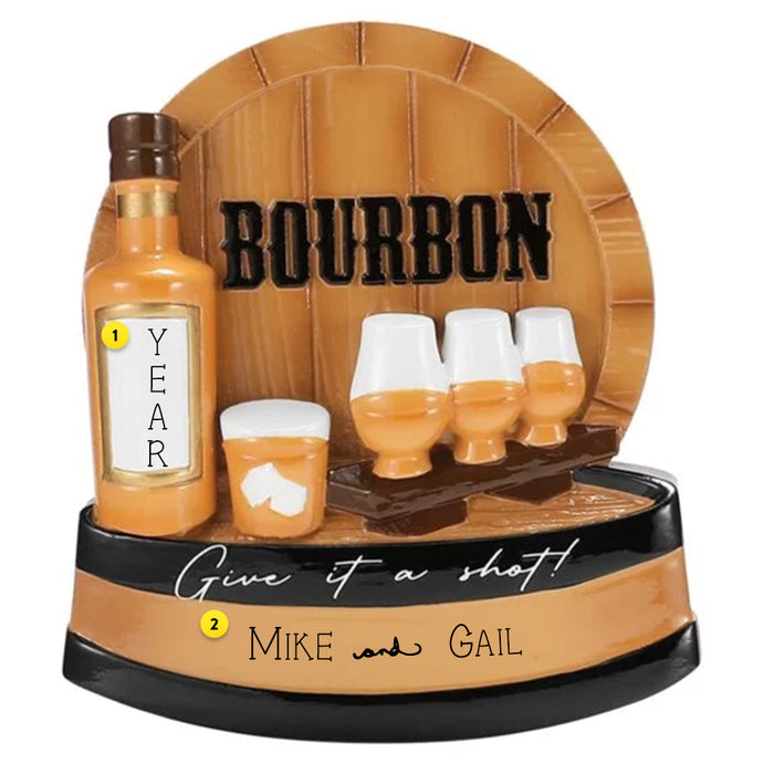 Personalized Bourbon Tasting "Give it a shot!" Ornament OR2726