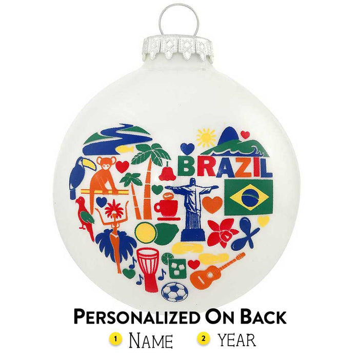 BRAZIL HEARTS ICON GLASS ORNAMENT
