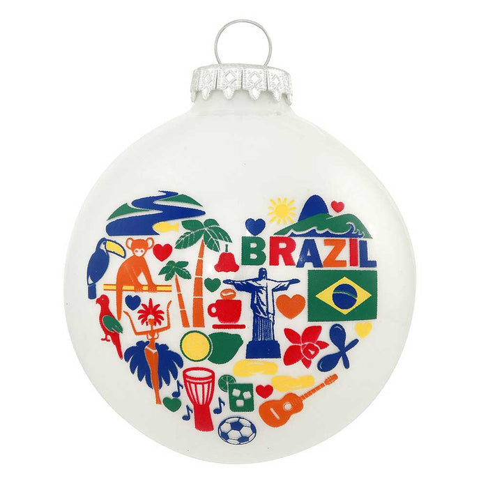 BRAZIL HEARTS ICON GLASS ORNAMENT