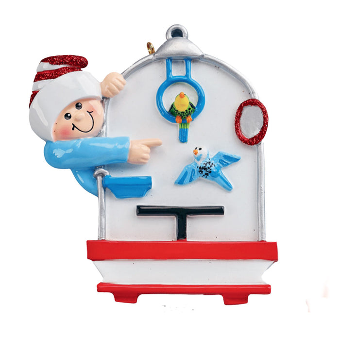 Child with aquarium ornament can be personalized for the Christmas tree