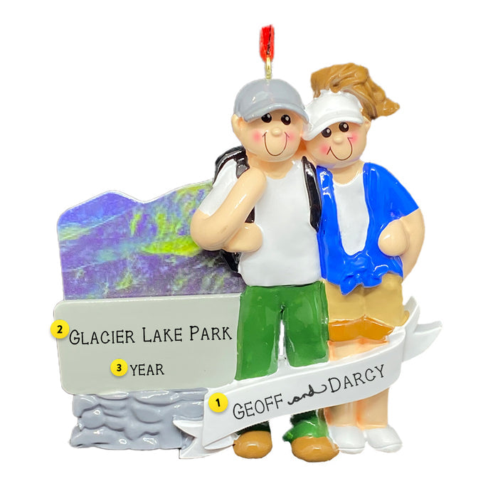 Personalized Ornament for couples who hike or visit national parks