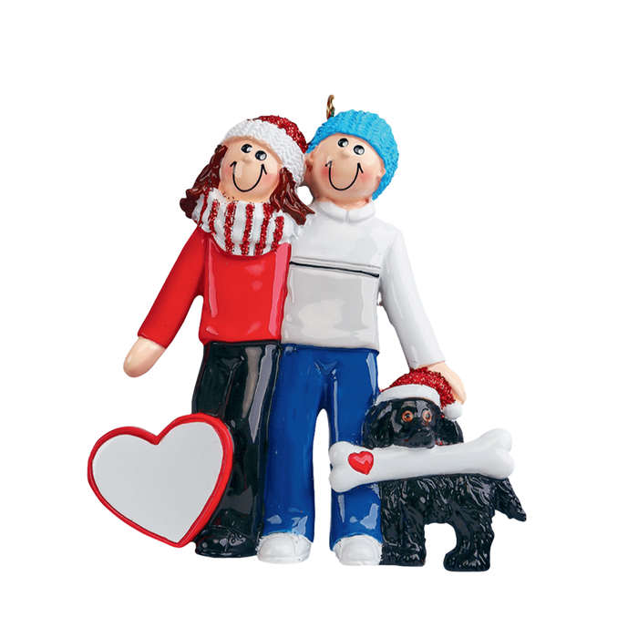 Personalized Couple with Black Dog Ornament