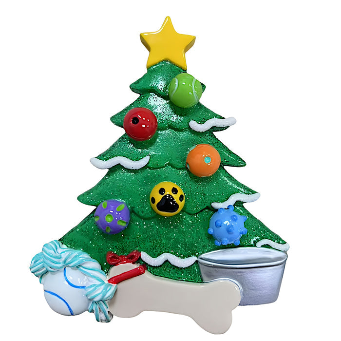 Personalized Doggie Tree Ornament with doggie toys.