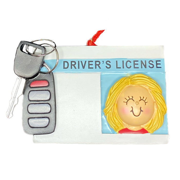 Drivers License Ornament for a girl with blonde hair
