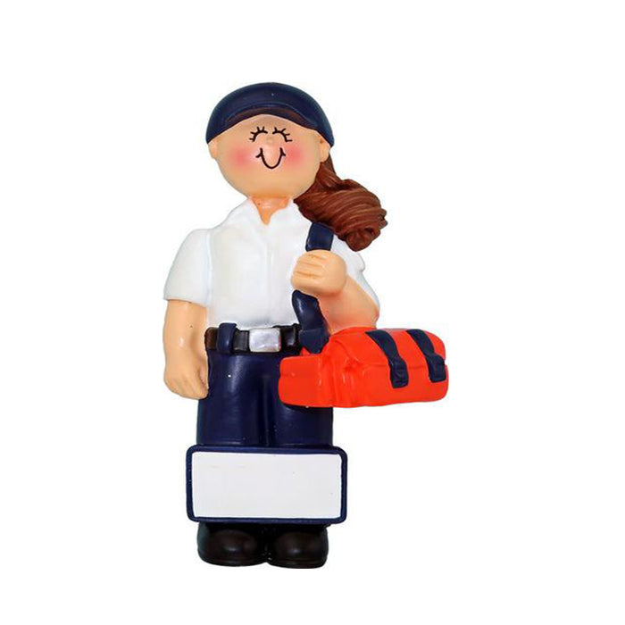 Personalized EMT/First Responder Ornament - Female, Brunette