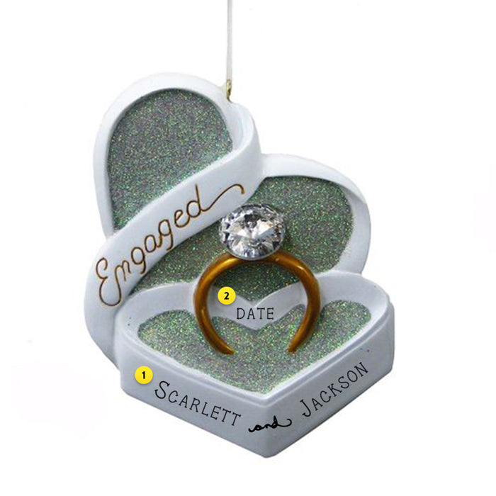Engaged Heart Shaped Box Ornament
