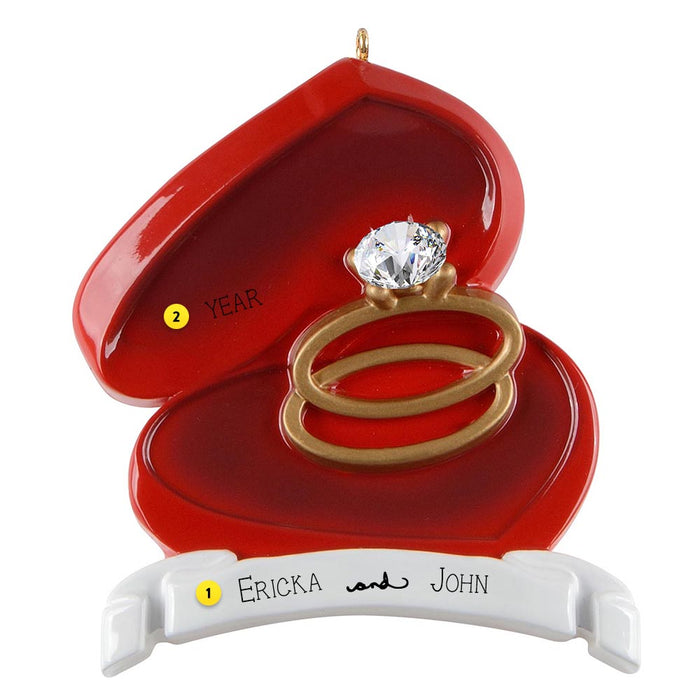 Personalized Engagement Ring Ornament Gold