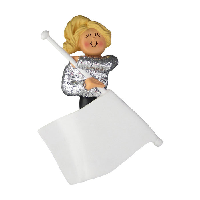 Flag Twirler Ornament - Female, Blond Hair for Christmas Tree