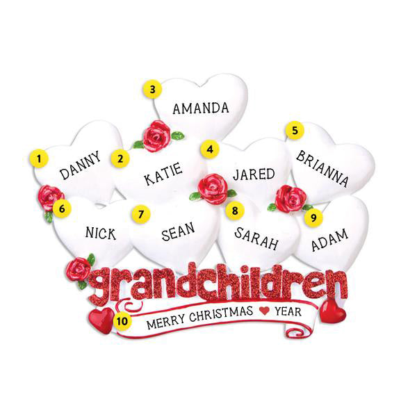 Personalized Grandchildren with 9 Hearts Table Top Decoration