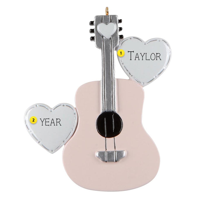 Personalized Guitar Ornament - Pink