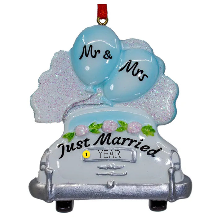 Personalized "Just Married" Wedding Car Ornament