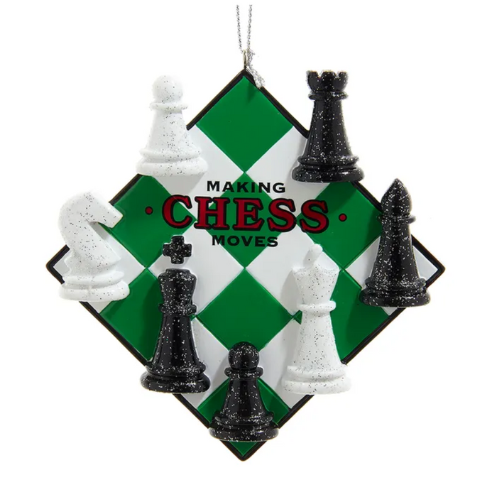 Chess Ornament with words Making Chess Moves on Board