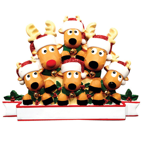 Personalized Reindeer Family of 6 Table Top Decoration