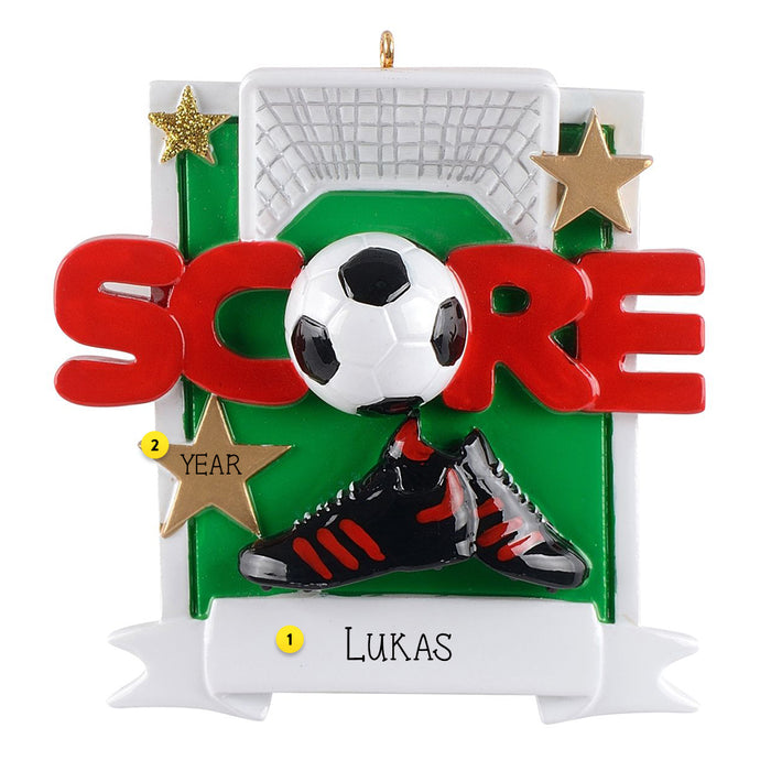 Personalized "Score" Soccer Ornament