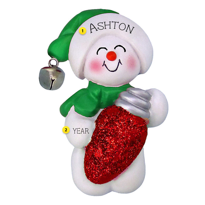 Personalized Snowman With Bulb Ornament