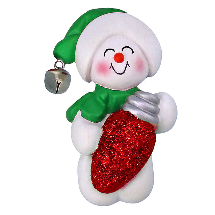 Personalized Snowman With Bulb Ornament