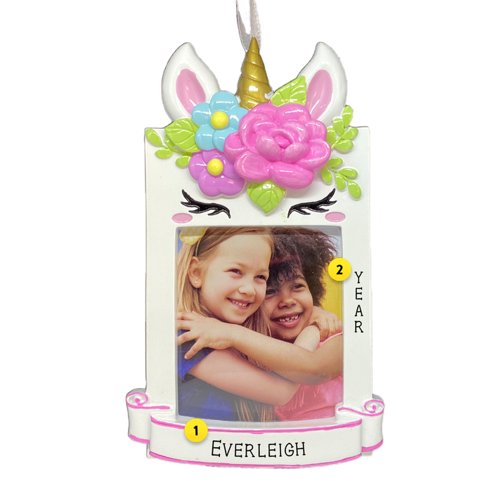 Unicorn Picture Frame Personalized Ornament