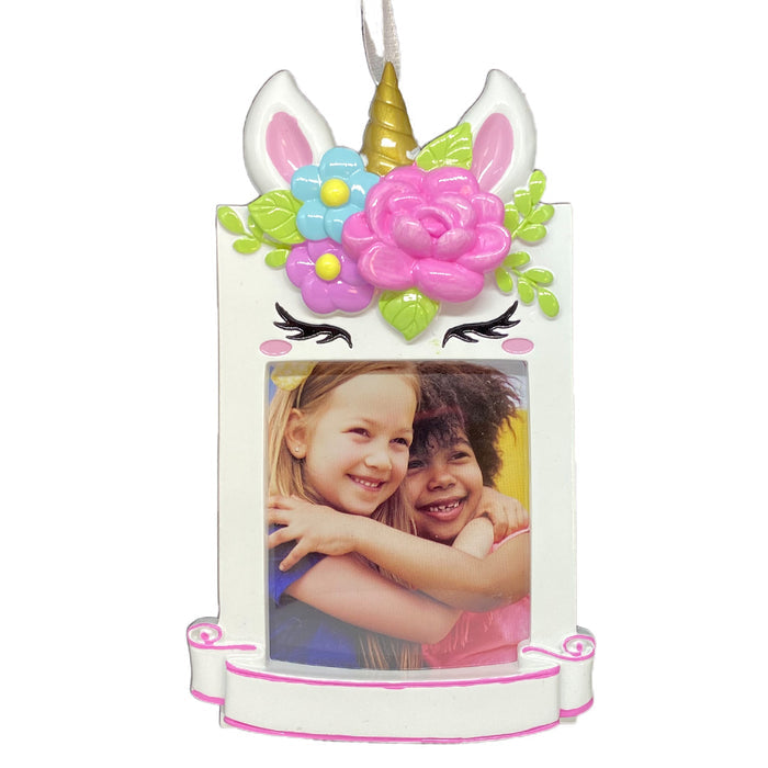 Photo Frame Christmas Ornament with Unicorn horn