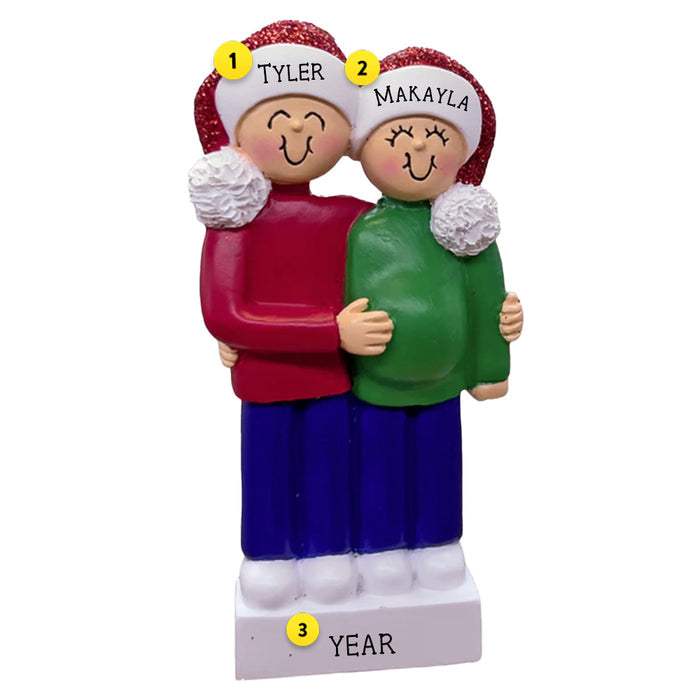 Expecting Couple Christmas ornament personalized