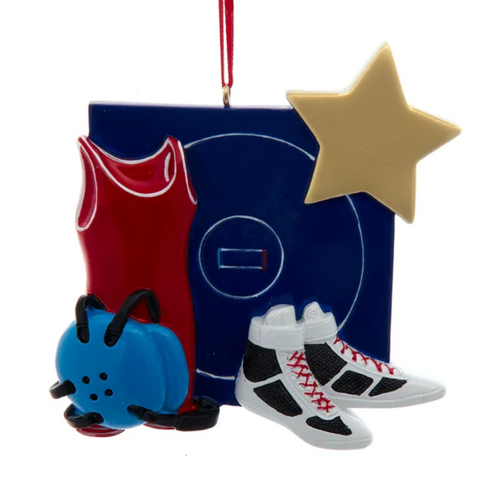 Wrestling Ornament with Jersey, shoes, mat, bag and star