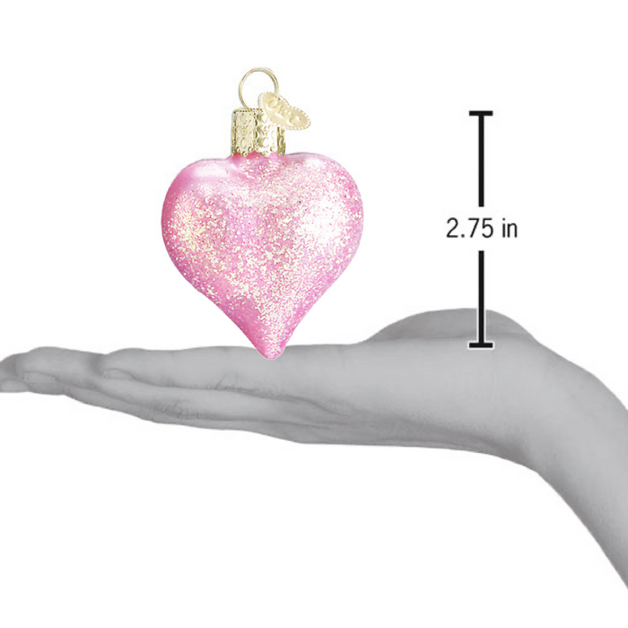Old World Christmas Pink Glitter Heart
