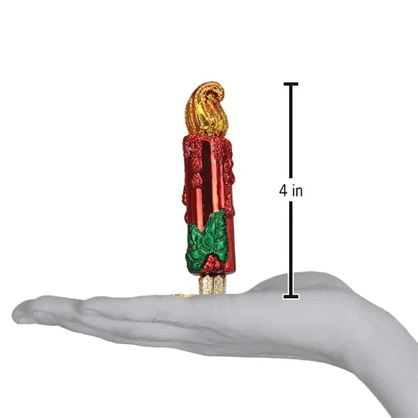 Red Clip-On Candle Ornament - Old World Christmas 4 inch