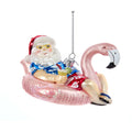 Santa In Flamingo Pool Float Ornament NBX0065