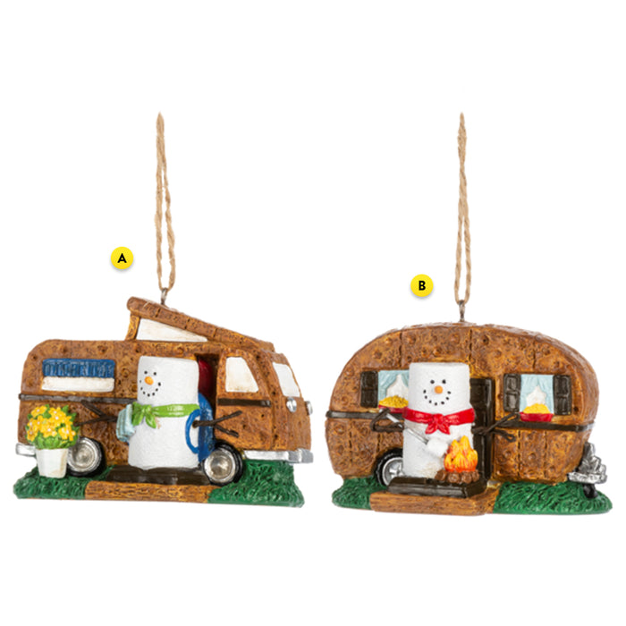 Smores Camper Ornament Assortment MX194617 with letters