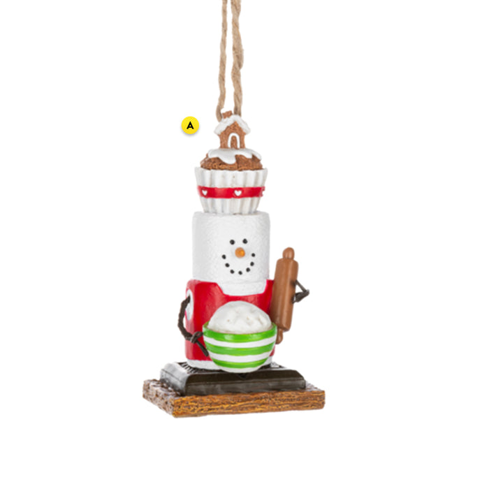 Smores Cupcake Ornament Holding Rolling Pin MX191908A