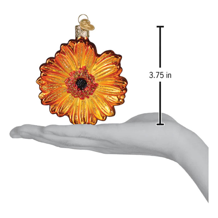 A Beautiful Golden Color Sunset Gerbera Daisy Ornament - Old World Christmas