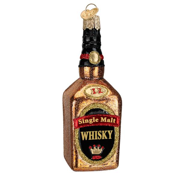 Single Malt Whisky Bottle Glass Christmas Ornament